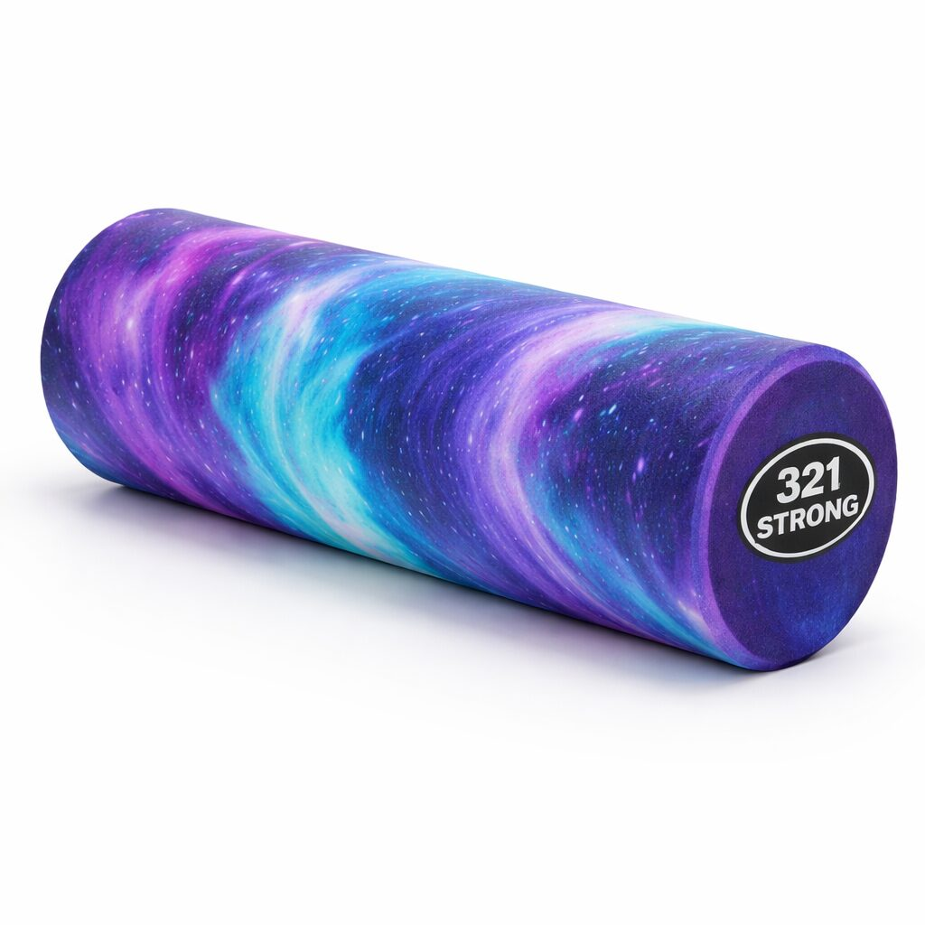 321 STRONG foam roller in Aurora purple blue teal galaxy color