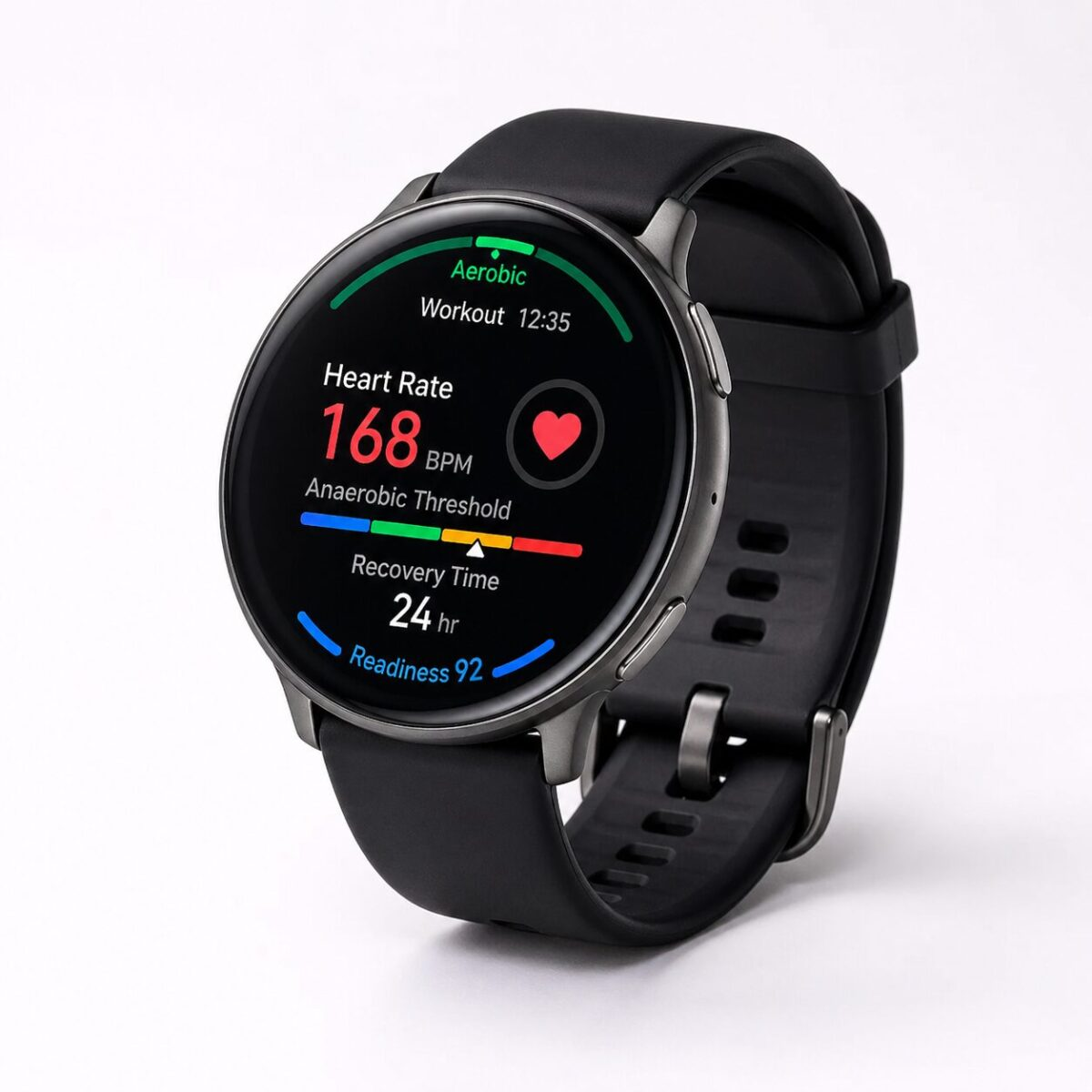 Amazfit Active 2 smartwatch with round AMOLED display showing fitness dashboard