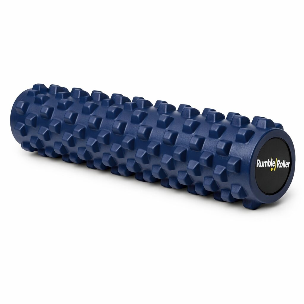 RumbleRoller Original Textured Foam Roller in dark navy with raised bumps on white background