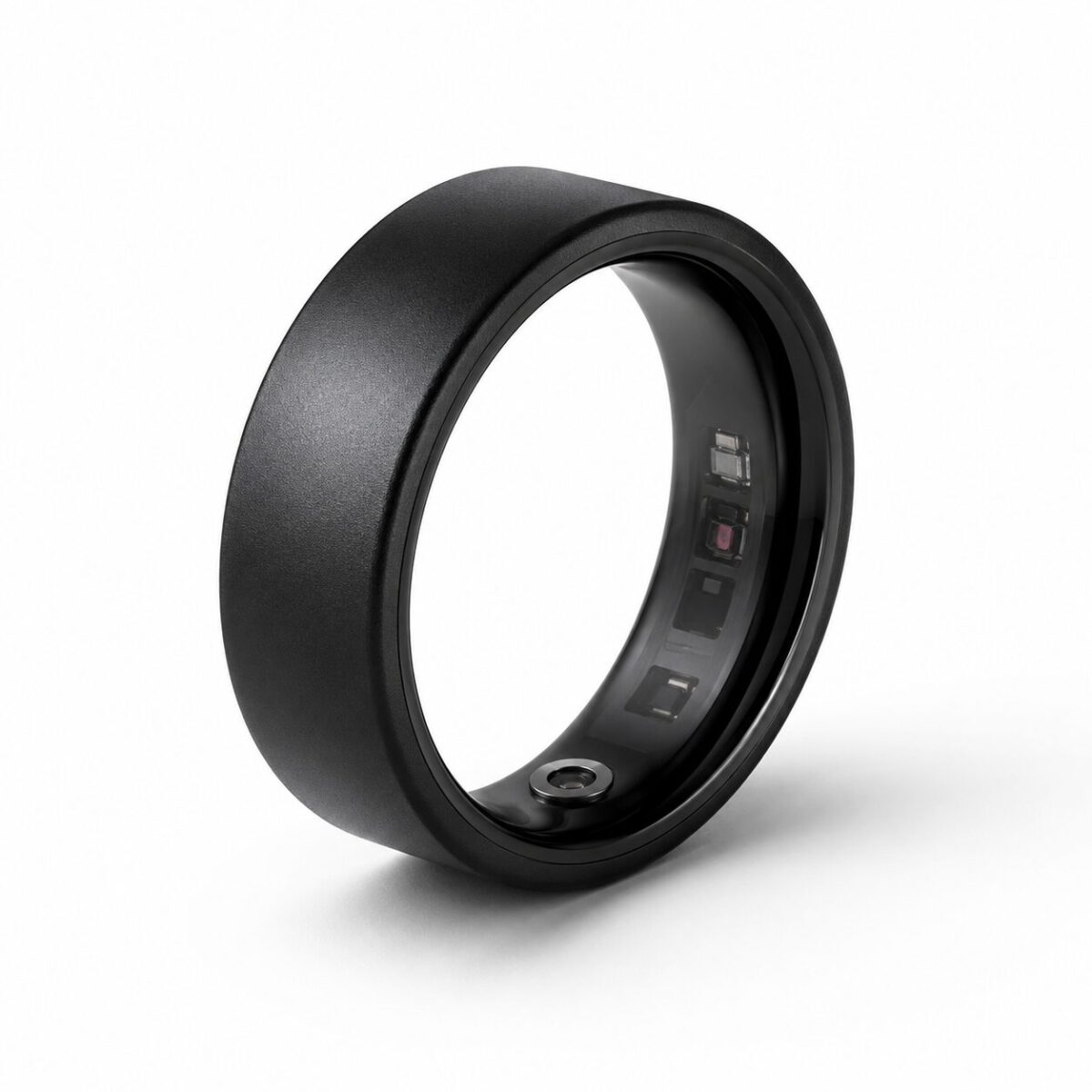 Amazfit Helio Ring in matte black titanium on white surface