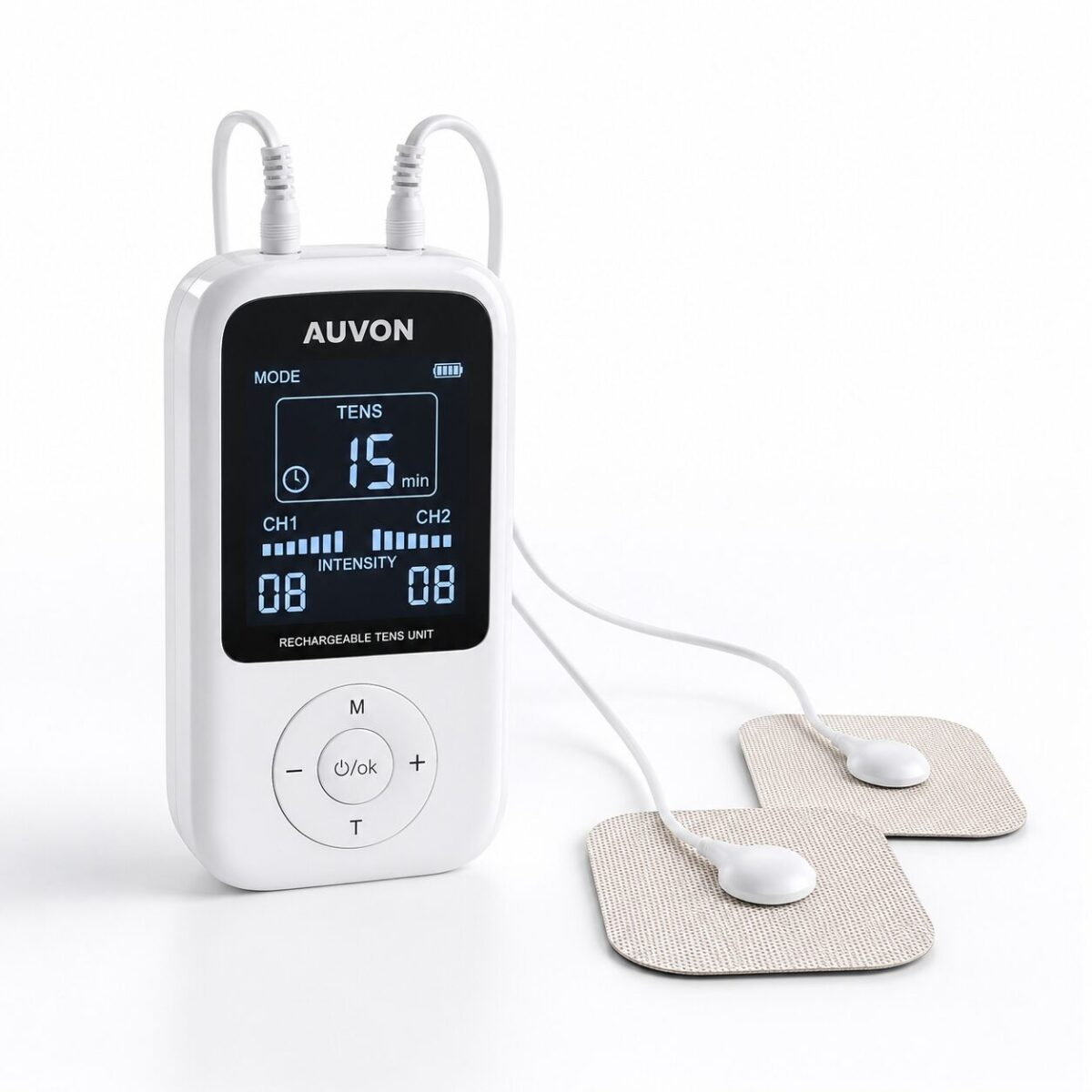 AUVON Rechargeable TENS Unit Muscle Stimulator with electrode pads