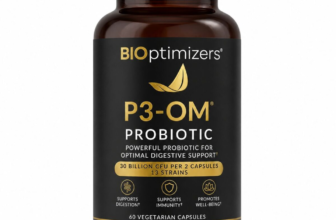 BIOptimizers P3-OM Probiotic supplement bottle with gold and black label