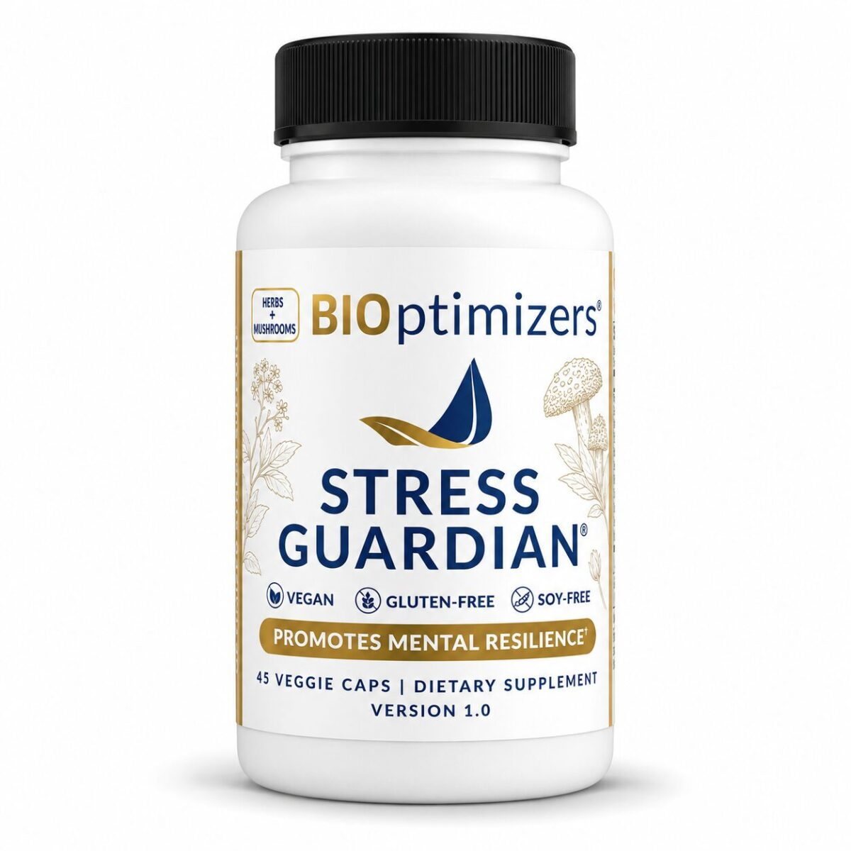 BIOptimizers Stress Guardian supplement bottle on white background