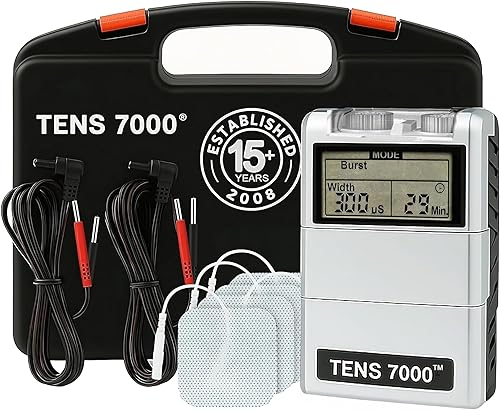 TENS 7000 digital TENS unit with electrode pads and carrying case