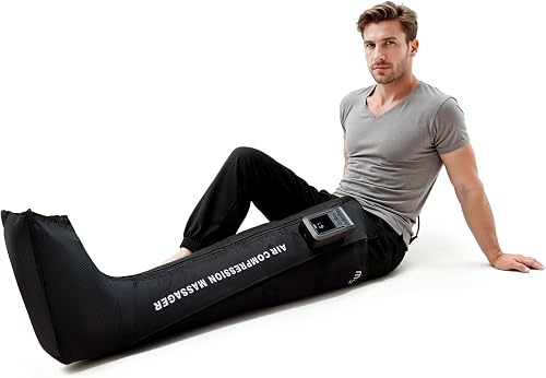 Mynt full leg air compression massager wraps on a chair
