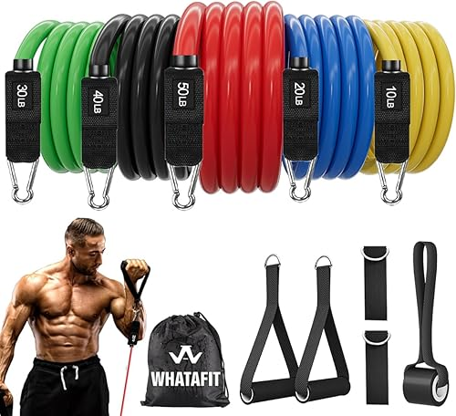 WHATAFIT resistance bands set with handles and door anchor