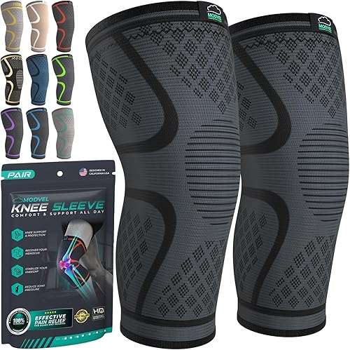 Modvel knee compression sleeves 2 pack in black