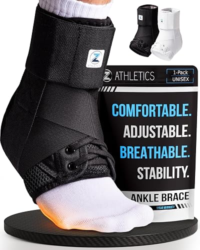 Z ATHLETICS lace up ankle brace with side stabilizers in black