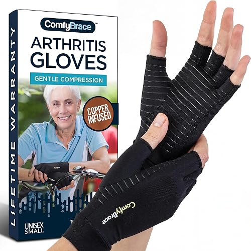 ComfyBrace copper arthritis compression gloves in copper brown