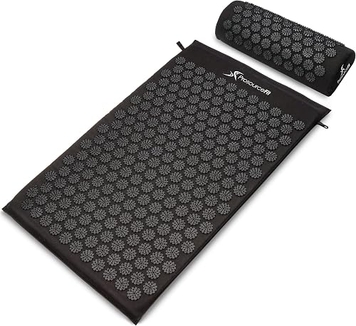 ProsourceFit acupressure mat and pillow set in black