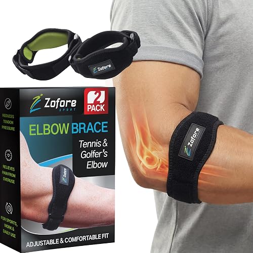 Tennis elbow brace with compression pad, 2 pack